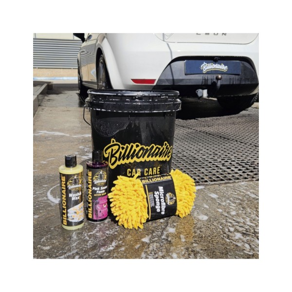 Kit Limpieza para el Lavado Coche Kit Billionaire Cubo 20L Tapa y Rejilla