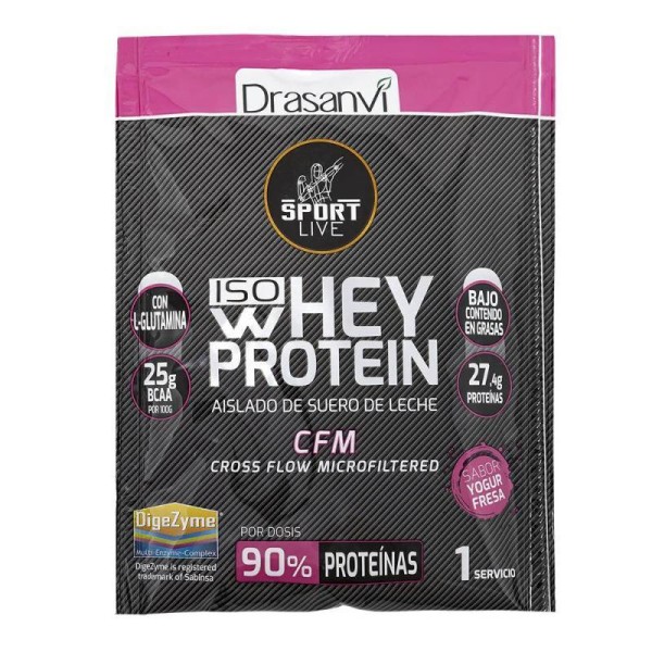 Monodosis Whey Protein Aislado Yogur Fresa 30g Sport Live Drasanvi